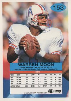 1992 Fleer #153 Warren Moon Back