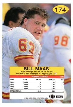 1992 Fleer #174 Bill Maas Back