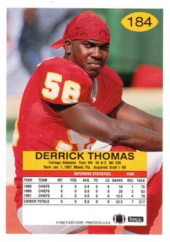 1992 Fleer #184 Derrick Thomas Back