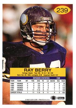 1992 Fleer #239 Ray Berry Back