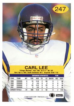 1992 Fleer #247 Carl Lee Back