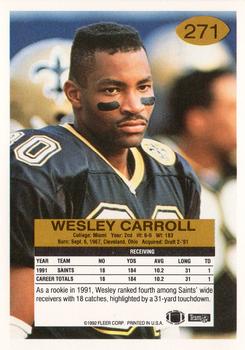 1992 Fleer #271 Wesley Carroll Back