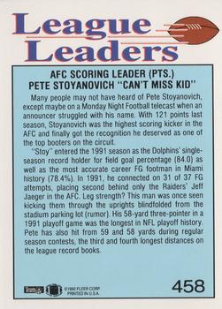 1992 Fleer #458 Pete Stoyanovich Back