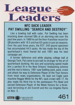 1992 Fleer #461 Pat Swilling Back
