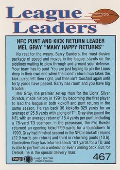 1992 Fleer #467 Mel Gray Back