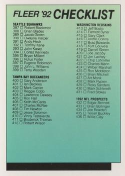 1992 Fleer #480 Checklist: 387-480 Front