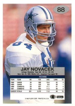 1992 Fleer #88 Jay Novacek Back