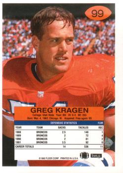1992 Fleer #99 Greg Kragen Back