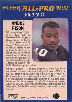 1992 Fleer - Fleer All-Pro 1992 #7 Andre Rison Back