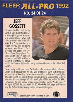 1992 Fleer - Fleer All-Pro 1992 #24 Jeff Gossett Back