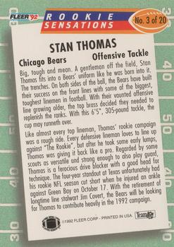 1992 Fleer - Rookie Sensations #3 Stan Thomas Back
