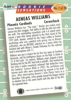 1992 Fleer - Rookie Sensations #7 Aeneas Williams Back