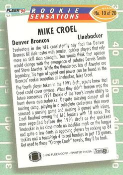 1992 Fleer - Rookie Sensations #10 Mike Croel Back