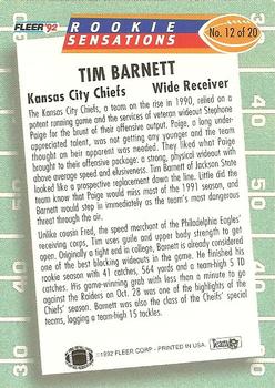 1992 Fleer - Rookie Sensations #12 Tim Barnett Back