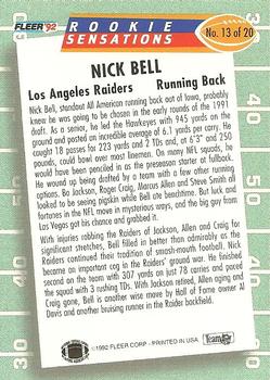 1992 Fleer - Rookie Sensations #13 Nick Bell Back