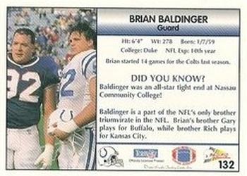 1992 Pacific #132 Brian Baldinger Back