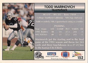 1992 Pacific #152 Todd Marinovich Back