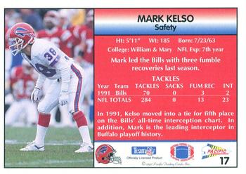 1992 Pacific #17 Mark Kelso Back