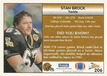 1992 Pacific #206 Stan Brock Back