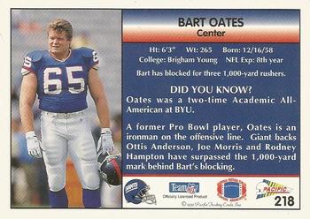 1992 Pacific #218 Bart Oates Back
