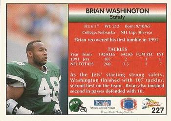 1992 Pacific #227 Brian Washington Back