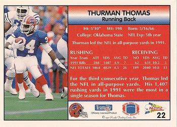 1992 Pacific #22 Thurman Thomas Back