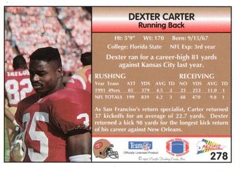 1992 Pacific #278 Dexter Carter Back