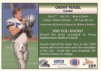1992 Pacific #289 Grant Feasel Back