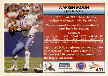 1992 Pacific #431 Warren Moon Back