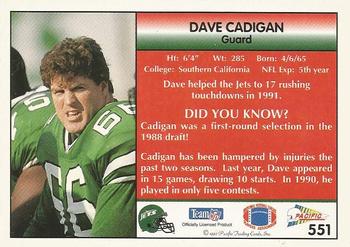 1992 Pacific #551 Dave Cadigan Back