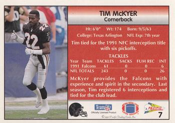 1992 Pacific #7 Tim McKyer Back