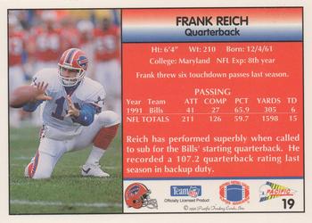 1992 Pacific #19 Frank Reich Back