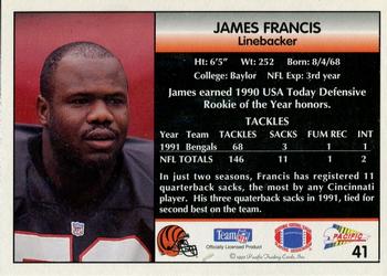 1992 Pacific #41 James Francis Back