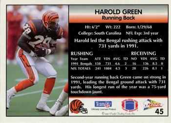1992 Pacific #45 Harold Green Back