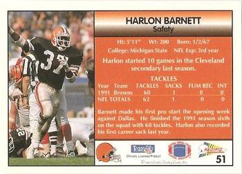 1992 Pacific #51 Harlon Barnett Back