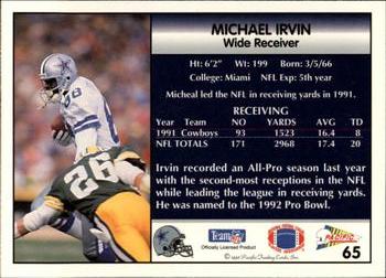 1992 Pacific #65 Michael Irvin Back
