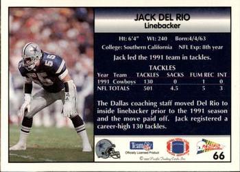 1992 Pacific #66 Jack Del Rio Back