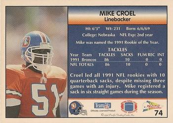 1992 Pacific #74 Mike Croel Back