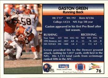 1992 Pacific #76 Gaston Green Back