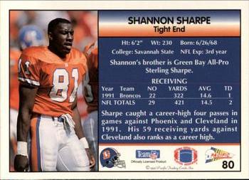 1992 Pacific #80 Shannon Sharpe Back