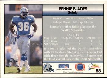1992 Pacific #88 Bennie Blades Back