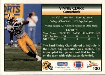 1992 Pacific #100 Vinnie Clark Back