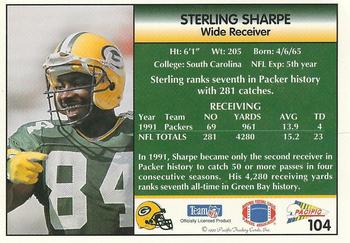 1992 Pacific #104 Sterling Sharpe Back