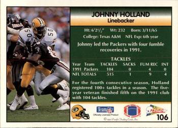 1992 Pacific #106 Johnny Holland Back