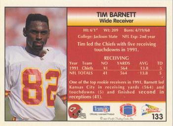 1992 Pacific #133 Tim Barnett Back