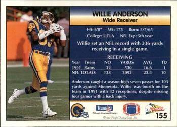 1992 Pacific #155 Willie Anderson Back