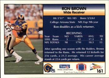 1992 Pacific #161 Ron Brown Back