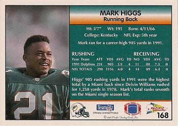 1992 Pacific #168 Mark Higgs Back