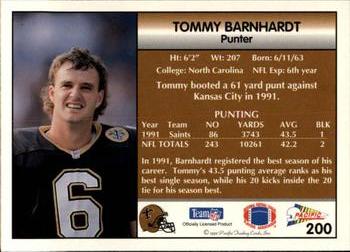 1992 Pacific #200 Tommy Barnhardt Back