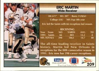 1992 Pacific #209 Eric Martin Back